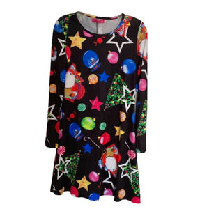 Ruiyige Women's Christmas Colorful Mini Dress Long Sleeve Dress Size S